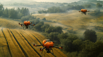Advanced UAVs Monitoring Crop Health with AI - obrazy, fototapety, plakaty