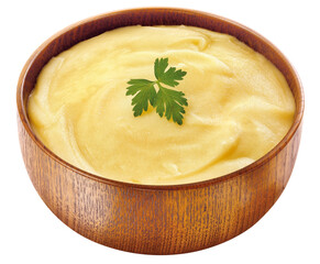 cumbuca com purê cremoso batatas isolado em fundo transparente