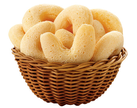 cesta com receita paraguaia de chipa isolado em fundo transparente 