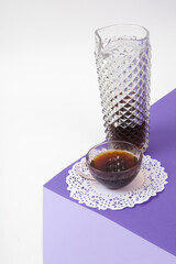 jug fake crystal and cup of coffee 3D illusion