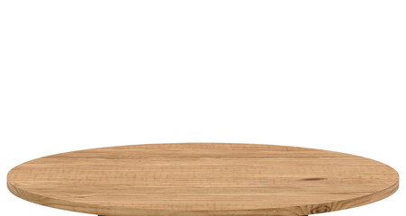 empty rounded  table top with isolated transparent background, blank countertop for product montage advertising