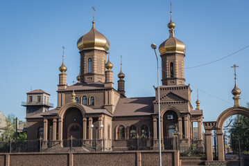 Orthodox church in Yenakiieve, hometown of former Ukrainian president Viktor Yanukovych during war...