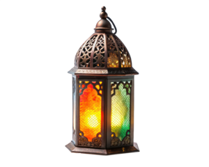 Islamic lantern isolated on transparent background. generative ai	