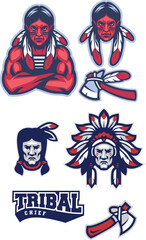 Icon set tribal chief