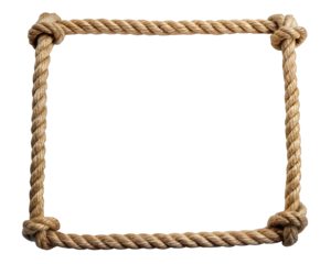 a rectangle rope frame isolated on transparent background. generative ai	