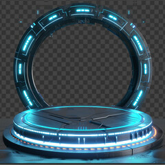 These transparent PNG images and vector files (EPS or AI) Collection of futuristic hud podiums or portals blue or neon HUD can be used to meet most of your daily design needs