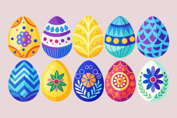 watercolor TYRKISH MOTIFFS EGGS ,rococo BLUE YELLOW STRIPED flowered EGG vector illustration