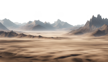 landscape with mountain range in the horizon isolate on transparent background, cutout, png