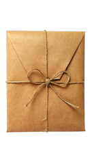 Classical Brown Kraft envelope with tie knot isolated on transparent background. generative ai	