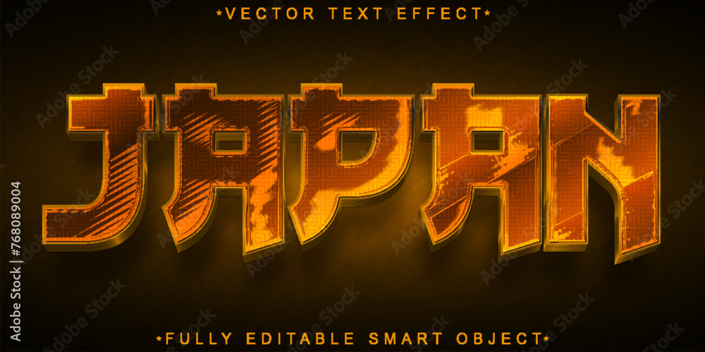 Poster orange japan vector fully editable smart object text effect