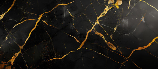 Abstract black and gold marble texture background - obrazy, fototapety, plakaty