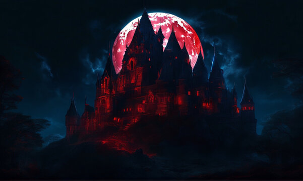 Bloddy Moon Haunted Castle landscape