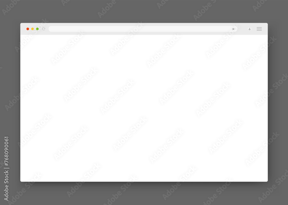 Poster the design of the web browser window in white on a dark gray background. an empty website layout wit