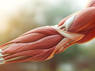 Obraz na płótnie Canvas Close up View of Flexing Muscular Arm Showcasing Complex Anatomical Structure