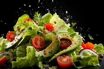 Foto auf Acrylglas AI generated image of fresh organic eco vegetables isolated on black background © Tetiana