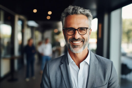 Corporate meeting with successful business people in modern workstation building Generative AI