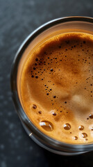 Close-Up View of Freshly Brewed Espresso in a Cup
