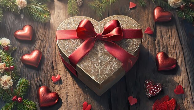 perfect gift box for holidays, Valentine's Day, gifts, Christmas, Easter, rectangular square heart shaped rose bow, nice background