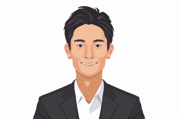 正面の笑顔の日本人の男性ビジネスマン（白背景・サラリーマン・スーツ）