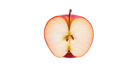 one half of apple on a white isolated background