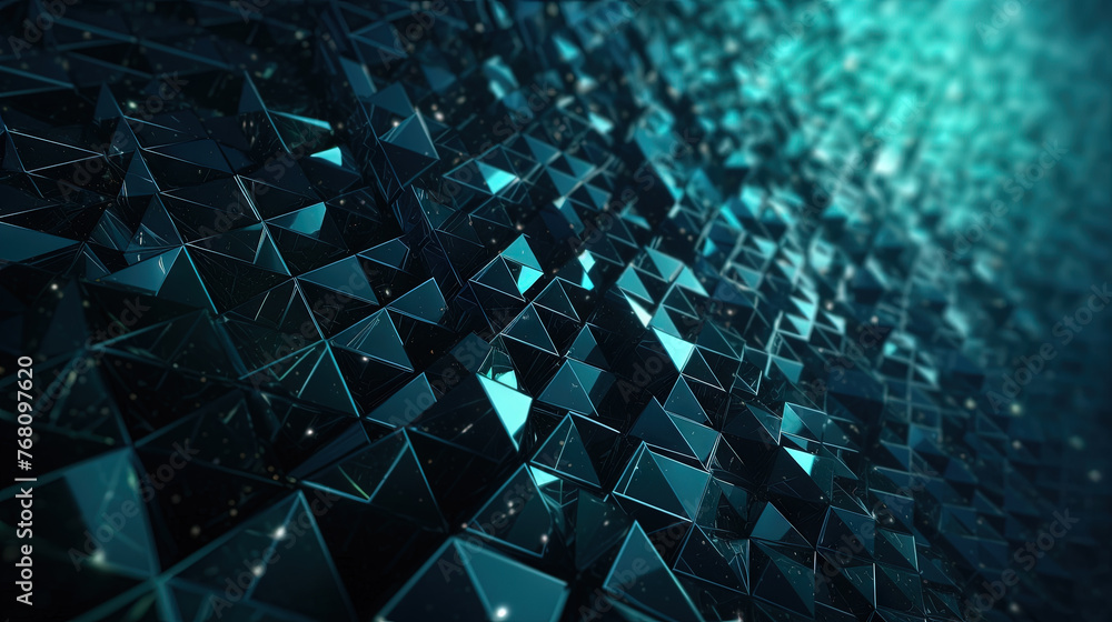 Aufkleber Abstract background with structure of neon triangles and technology style.