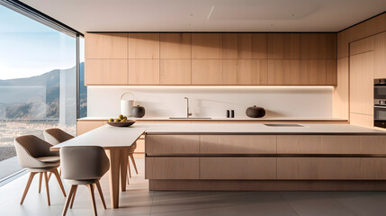 Obraz na płótnie Canvas minimalist kitchen, minimalist architecture, modern kitchen, modern kitchen