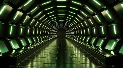 This dynamic tunnel visualization, green light, adds depth and energy to any space. It draws viewers into a mesmerizing journey through geometric shapes and vibrant hues.