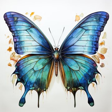 Beautiful watercolor butterfly on a light background