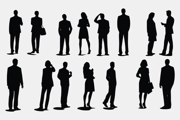 business people silhouettes - obrazy, fototapety, plakaty