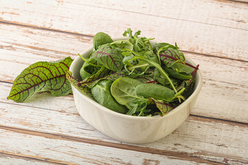 Green mix salad in the bowl
