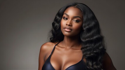 Model black woman healthy body, wearing underwear product photoshoot