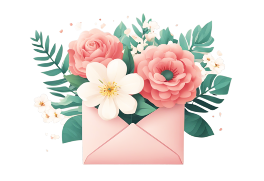 bouquet flowers element Mother's postcard leaves day flyer Ever social design Mom illustrationn media post letteringPerfect Best greeting Vector envelope Mother Happy Caregiver - Powered by Adobe