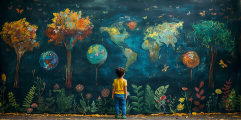 child, world map, blackboard, education, geography, learning, global, teaching, school, young, student, earth, geography lesson, colorful map, classroom, knowledge, exploring, discovery, future, susta