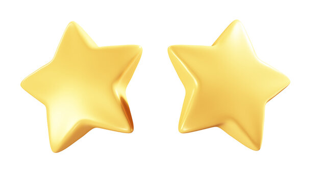 3d rendering front view cartoon style gold star medal good use for rating design theme