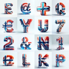 Norway flag colors lettering. AI generated illustration