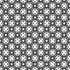 Fototapeta na wymiar Black and white seamless abstract pattern. Background and backdrop. Grayscale ornamental design.