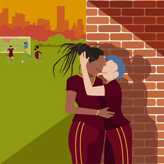 Love's Canvas: Queer Life in Everyday Moments - Gay Couple Sharing a Kiss at School