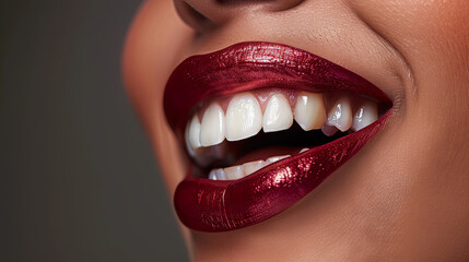 Radiant girl shows off her beautiful smile, highlighting shiny white teeth and bright lips