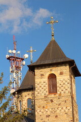 Fototapeta na wymiar A building with a cross on top