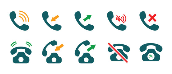 call icon set, collection of simple telephone designs for graphic needs, vector eps 10.