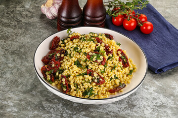 Vegetarian Pasta ptitim with vegetables