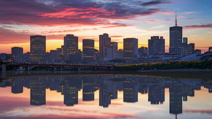 portland state skyline at sunset