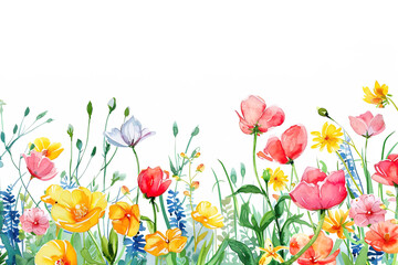 Weißer Hintergrund mit Frühlingsblumen und Textfreiraum