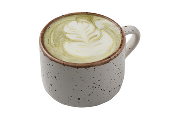 matcha latte in a mug, cut out