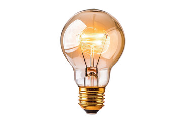 Illuminated light bulb ,isolated on white background or transparent background, png clipart die-cut