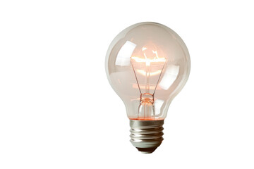 Illuminated light bulb ,isolated on white background or transparent background, png clipart die-cut