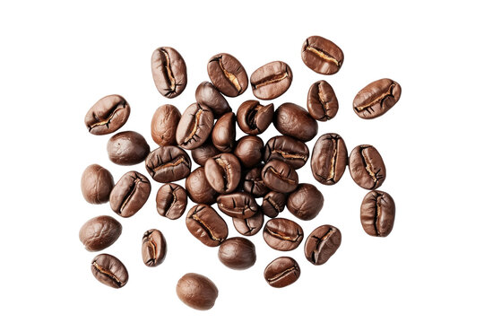 Scattered coffee beans ,isolated on white background or transparent background, png clipart die-cut
