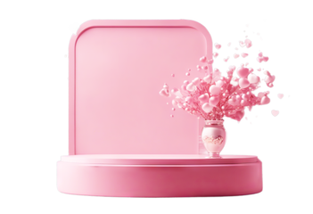 hearts product podium pearls poster Mother's background pink demonstration pedestal flying day Sale Shop Banner 3d Anniversary Wedding Heart Vector Woman