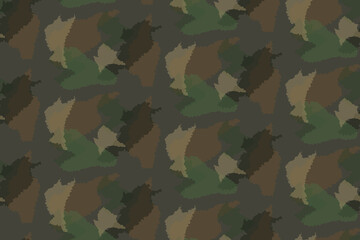 Seamless camouflage print. Vector pattern Green brown black olive color forest texture. Paint for fabric and fashion textiles. Camouflage background.