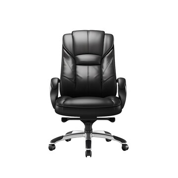 black executive leather chair isolated on transparent background